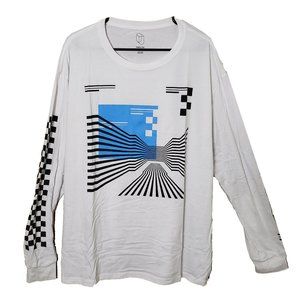 Checkered Vaporwave Aesthetic White Shirt XL
